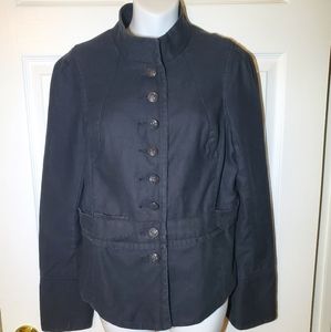 Free People Black Military Style Button Up Jacket
